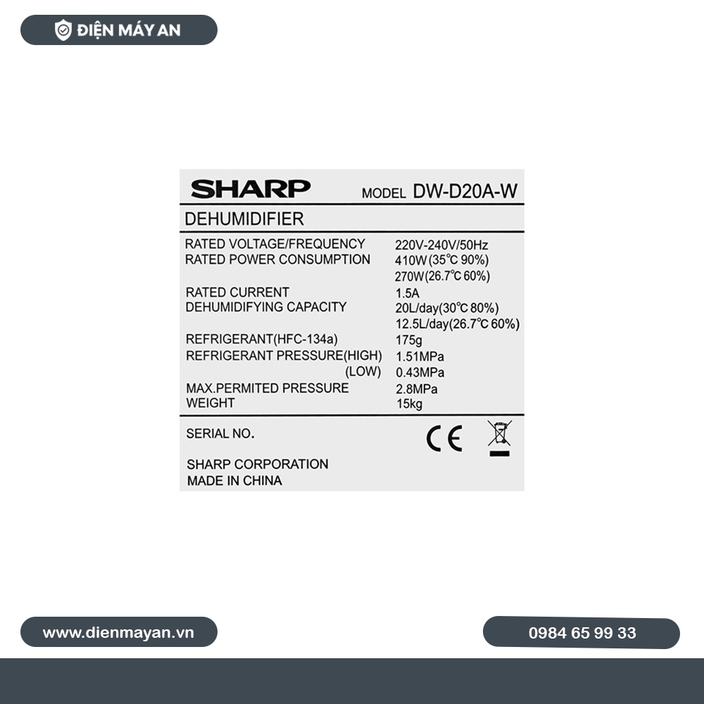 Máy Hút Ẩm Sharp DW-D20A-W - Giá Tốt