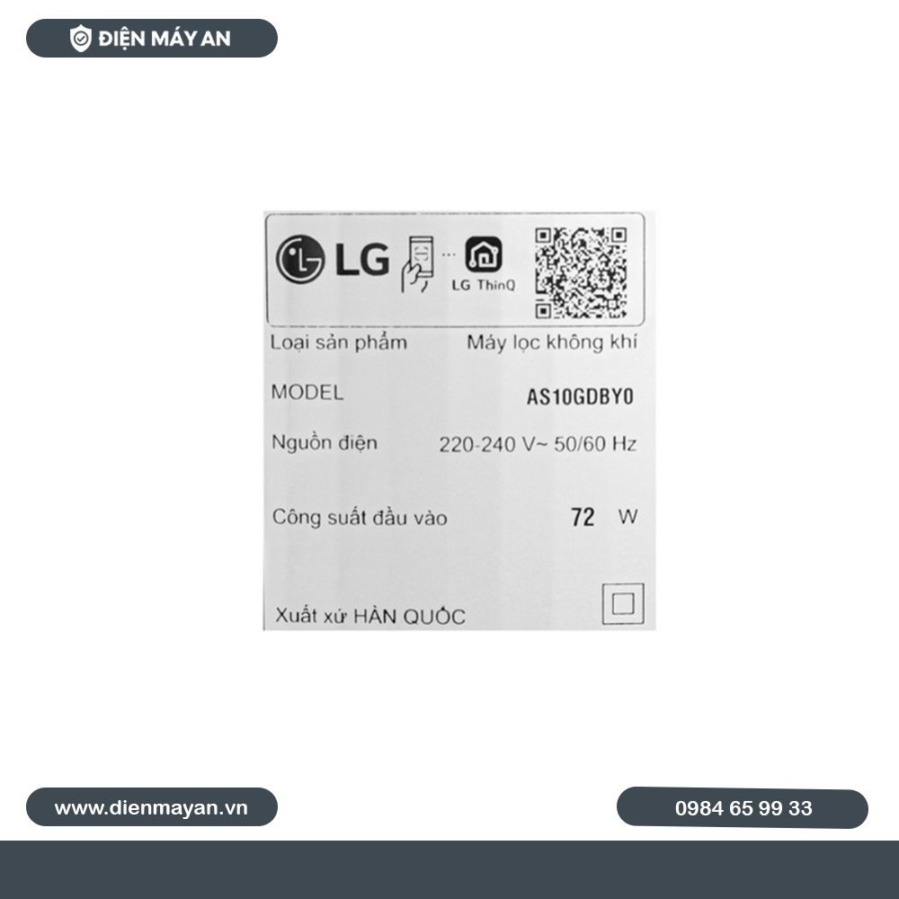 Máy Lọc Không Khí LG PuriCare 360 Alpha Double AS10GDBY0.ABAE 72W​