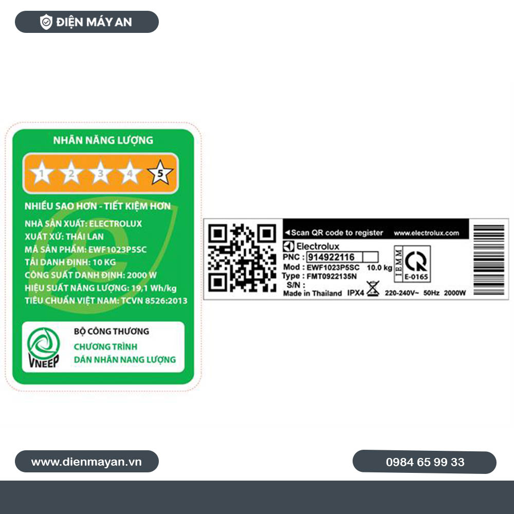 Máy Giặt Electrolux UltimateCare 500 Inverter 10 Kg EWF1023P5SC - Giá Tốt