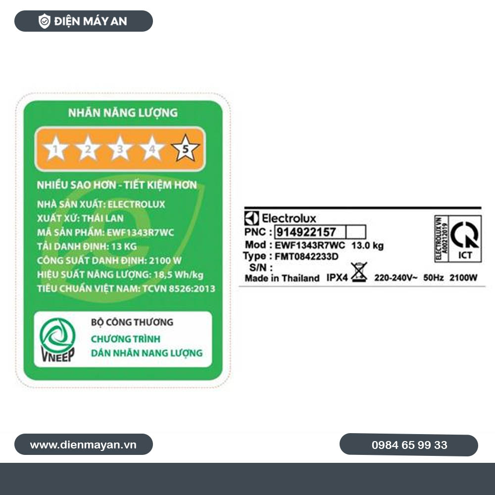 Máy Giặt Electrolux UltimateCare 700 Inverter 13 Kg EWF1343R7WC - Giá Tốt
