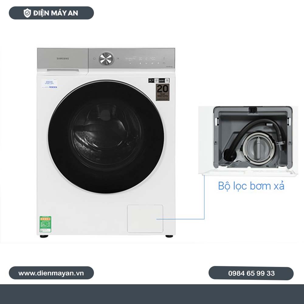 Máy Giặt Sấy Samsung Bespoke AI Inverter Giặt 12 Kg - Sấy 8 Kg WD12BB944DGHSV, Giá Tốt
