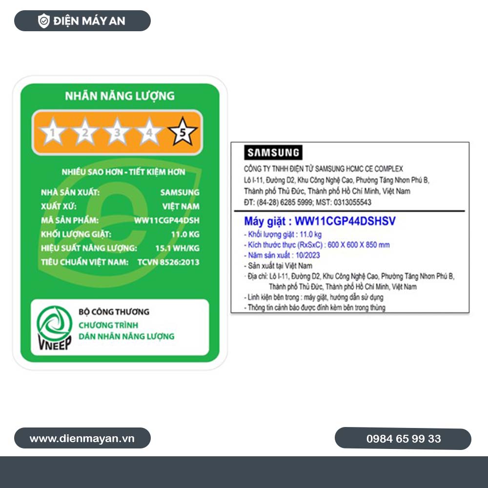 Máy Giặt Samsung AI EcoBubble Inverter 11 Kg WW11CGP44DSHSV, Giá Tốt, Có Trả Góp