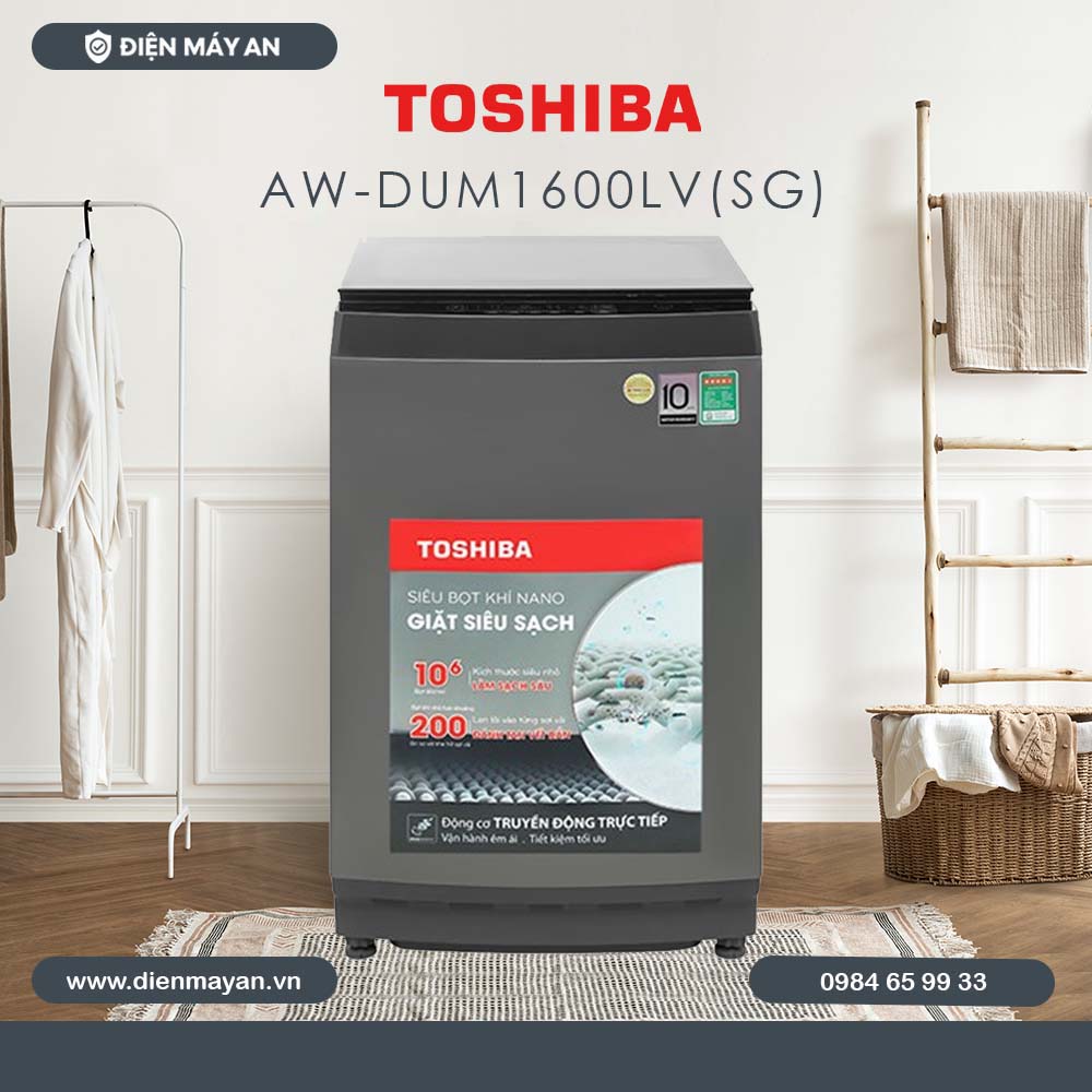 Máy Giặt Toshiba Inverter 15 Kg AW-DUM1600LV(SG), Giá Tốt, Có Bảo Hành
