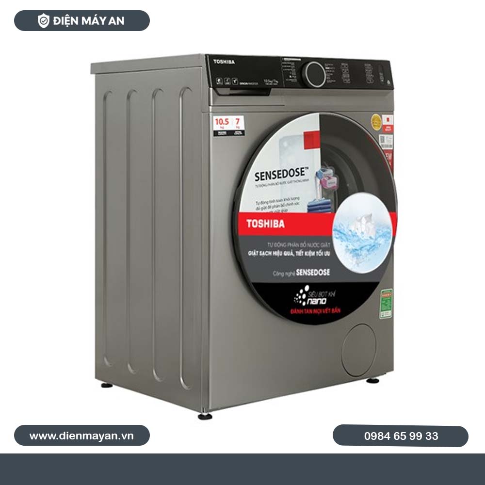 Máy Giặt Sấy Toshiba Inverter Giặt 10.5 Kg - Sấy 7 Kg TWD-BM115GF4V(SK), Giá Tốt
