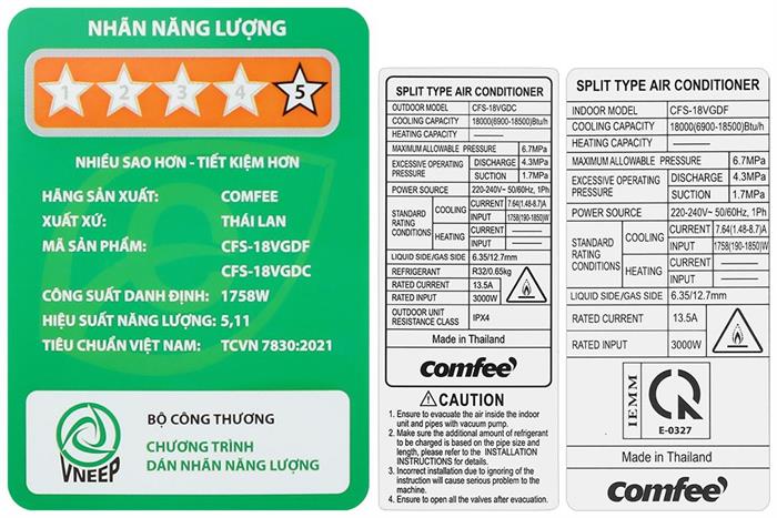 Điều Hoà Comfee Inverter 18000 BTU 1 Chiều CFS-18VGDF - Mới 2025