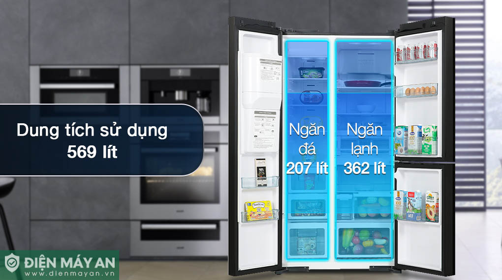 Tủ Lạnh Hitachi Inverter 569 Lít Side By Side R-MX800GVGV0 GMG