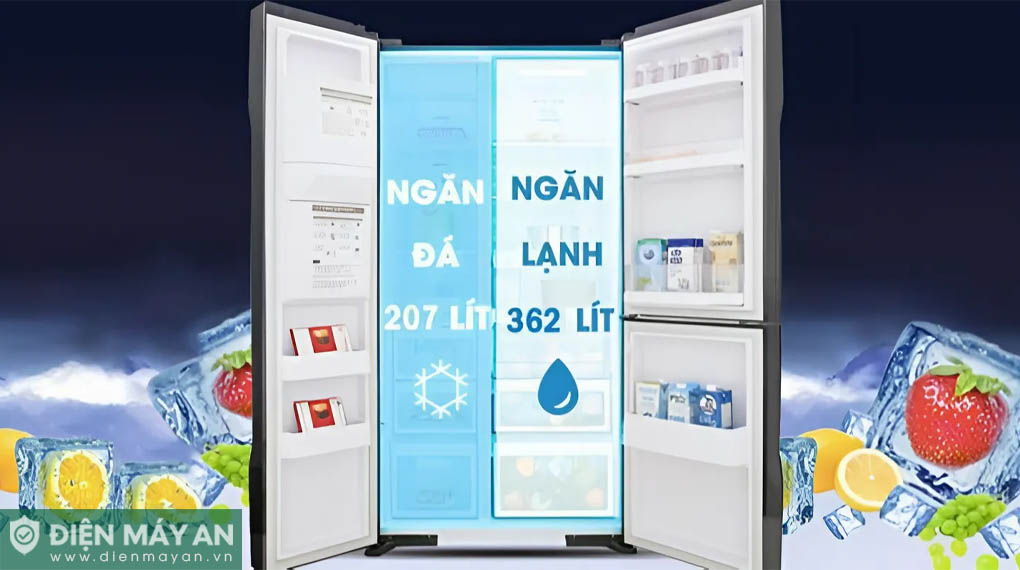 Tủ Lạnh Hitachi Inverter 569 Lít Side By Side R-MY800GVGV0 MIR