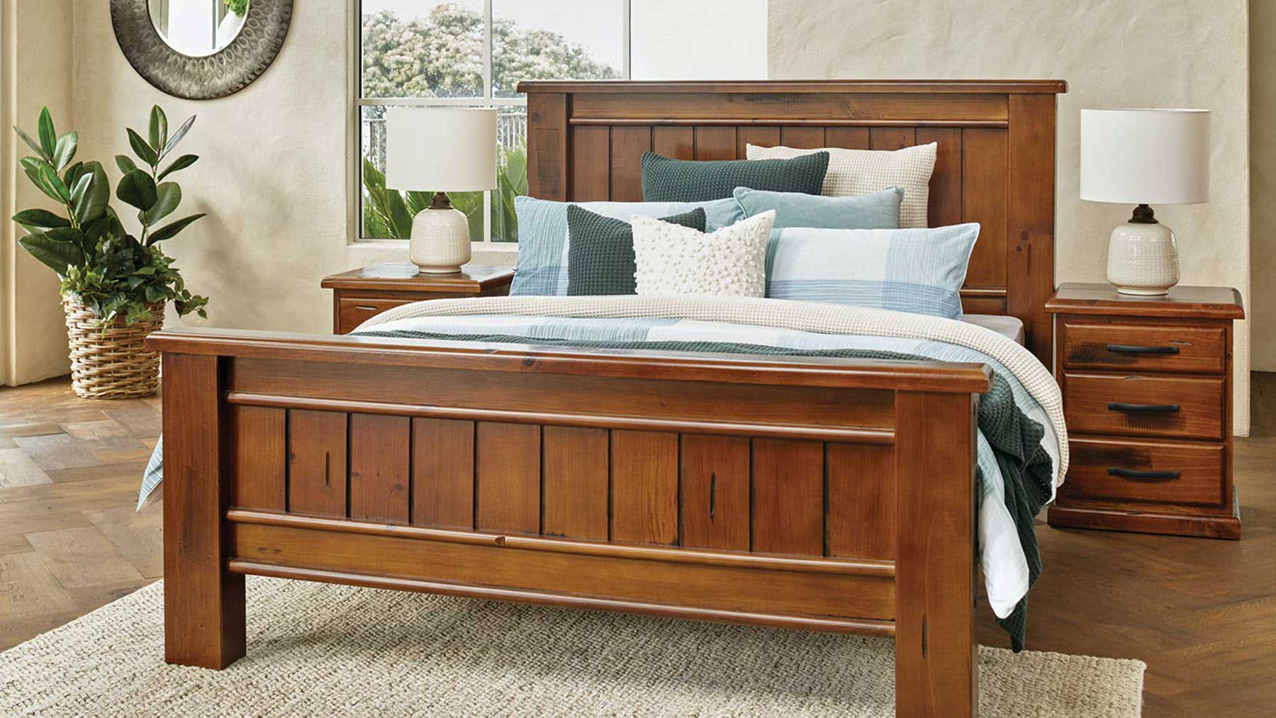 Giường ngủ gỗ tự nhiên phong cách thanh lịch GHS-9033